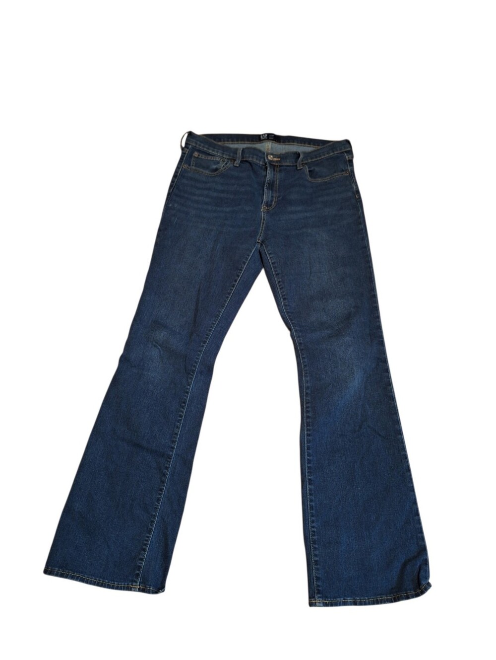 GAP Denim Boot Cut Jeans Ladies 14/32 Regular Dark Rinse Slimming Comfy blue